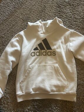 adidas Kids cream Pullover Hoodie with Logo